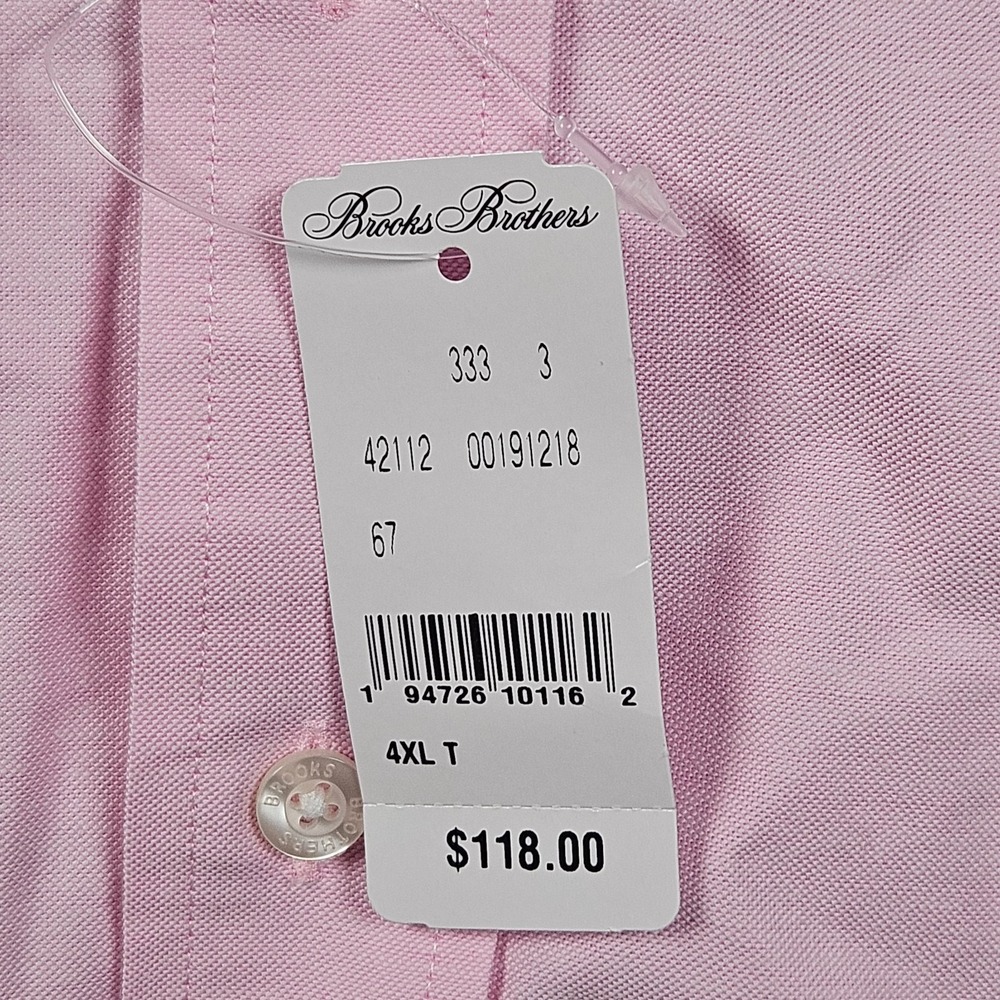 NEW Brooks Brothers Button Down Shirt Mens 4XLT Pink Non-Iron Stretch Cotton - Picture 3 of 11